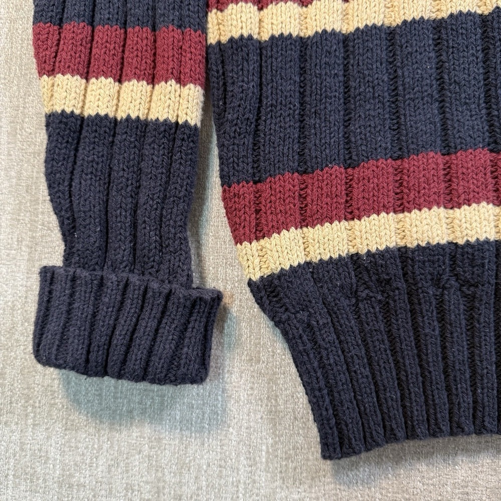Vtg Polo Ralph Lauren Striped Ribbed Cotton Sweater L Navy Burgundy Old Money - Picture 9 of 12